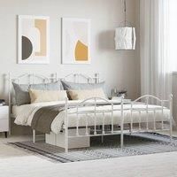 Metal Bed Frame with Headboard and Footboard White 160x200 cm