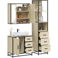 3 Piece Bathroom Furniture Set Sonoma Oak Engineered Wood