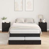 Storage Bed Frame Black Oak 120x200 cm