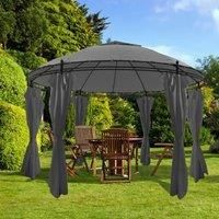 Gazebo with Curtains Round 3.5x2.7 m Anthracite