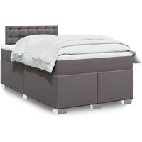 Box Spring Bed with Mattress Grey 120x190 cm Faux Leather