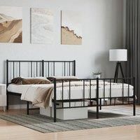 Metal Bed Frame with Headboard and Footboard Black 135x190 cm Double