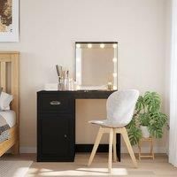 Dressing Table with LED Lights Black 90x42x132.5 cm