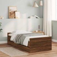 Bed Frame with Drawers Brown Oak 90x190 cm Single