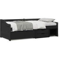 Day Bed with 3 Drawers without Mattress IRUN Black 90x200 cm