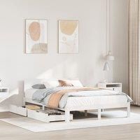Bed Frame with Drawers without Mattress White 150x200 cm King Size