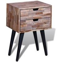 Nightstand with 2 Drawers Reclaimed Teak Wood