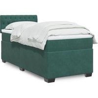 Box Spring Bed with Mattress Dark Green 100x200 cm Velvet