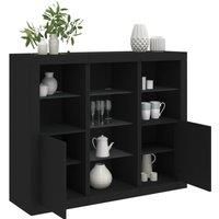 Sideboards with LED Lights 3 pcs Black Engineered Wood