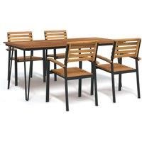 5 Piece Garden Dining Set Solid Wood Acacia and Metal