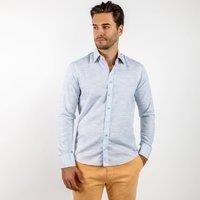 CLAUDIO LUGLI Men's Pastel Knitted Cotton Classic Shirt in Blue | Size: 2XL