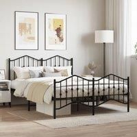 Metal Bed Frame with Headboard and Footboard Black 140x200 cm