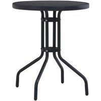 Garden Table Black 60 cm Steel and Glass