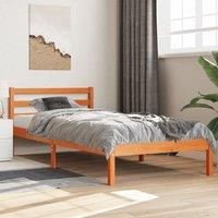 Bed Frame without Mattress Wax Brown 100x200 cm Solid Wood Pine