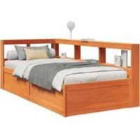 Bookcase Bed without Mattress Wax Brown 100x200cm Solid Wood Pine