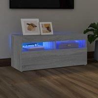 TV Cabinet with LED Lights Grey Sonoma 90x35x40 cm