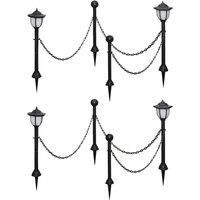 Solar Lights 4 pcs with Chain Fence and Poles