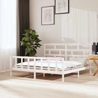Bed Frame White Solid Wood Pine 180x200 cm Super King Size