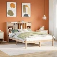 Bookcase Bed without Mattress 140x190 cm Solid Wood Pine