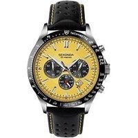 Sekonda Men'S Velocity Black Leather Upper Strap With Yellow Dial Watch