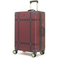 Rock Luggage Vintage 8 Wheel Retro Style Hardshell Medium Suitcase  Burgundy