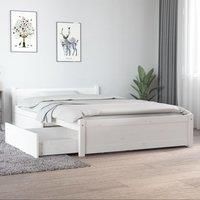 Bed Frame with Drawers White 120x190 cm Small Double