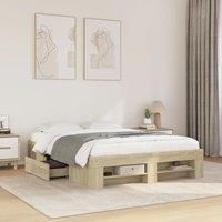 Bed Frame without Mattress Sonoma Oak 140x200 cm Engineered Wood