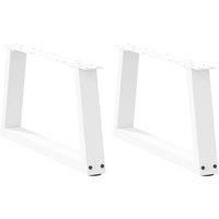 Dining Table Legs V-Shape 2 pcs White 70x(30-31.3) cm Steel