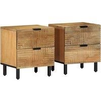 Bedside Cabinets 2 pcs Brown 40x33x46 cm Solid Wood Mango