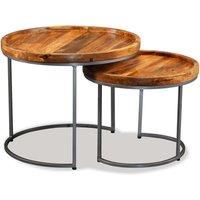 Side Table Set 2 Pieces Solid Mango Wood
