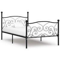 Bed Frame with Slatted Base Black Metal 100x200 cm