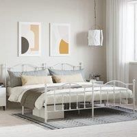 Metal Bed Frame with Headboard and Footboard White 193x203 cm