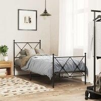 Metal Bed Frame without Mattress with Footboard Black 80x200cm