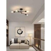 Industrial Sputnik Chandelier, 4 - Bulb E27 Base, Retro Black Metal Ceiling Light for Living Room & Bedroom(Bulb not included)