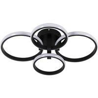 Modern LED Ceiling Light,4 Rings Flush Mount Light Fixture, Black Round Lamp for Living Room,Dining Room, White Light 6500k