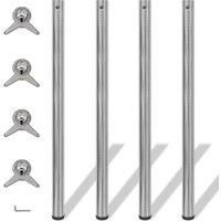 4 Height Adjustable Table Legs Brushed Nickel 1100 mm