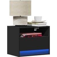 Wall-mounted Bedside Cabinet with LED Lights Black