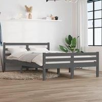 Bed Frame Grey Solid Wood 120x200 cm