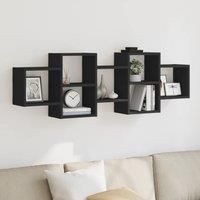 Wall Shelf Black 129x18x42 cm Engineered Wood