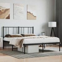 Metal Bed Frame with Headboard Black 150x200 cm King Size