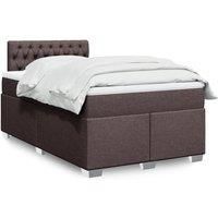 Box Spring Bed with Mattress Dark Brown 120x200 cm Fabric