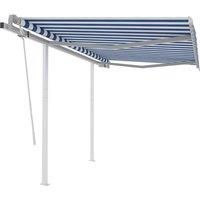 Manual Retractable Awning with Posts 3.5x2.5 m Blue and White