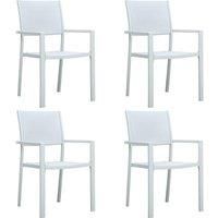 Garden Chairs 4 pcs White Plastic Rattan Look