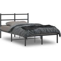 Metal Bed Frame without Mattress with Headboard Black 120x190cm