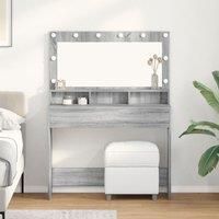 Gray Sonoma Dressing Table with LED Lights - 100x41x135 cm