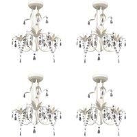 Crystal Pendant Ceiling Lamp Chandeliers 4 pcs Elegant White
