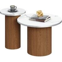 Dprodo Small Coffee Table Set of 2 in Walnut