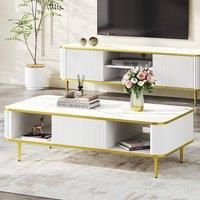 Dprodo 100CM Coffee Table with Drawer in White | Size: 100 cm