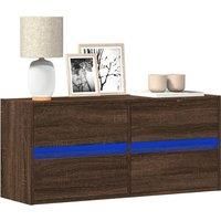 TV Wall Cabinet with LED Lights Brown Oak 100x31x45 cm