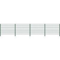 Fence Panel with Posts Iron 6.8x1.2 m Green